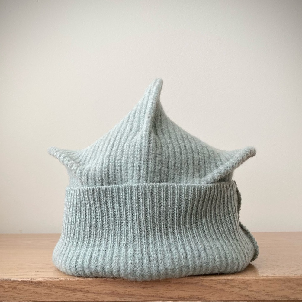 joodito origami crown felted wool sweater hat bucket beanie knit cap light blue